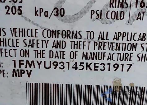 2005 Ford Escape Xlt z USA, uszkodzony, nr VIN 1FMYU93145KE31917